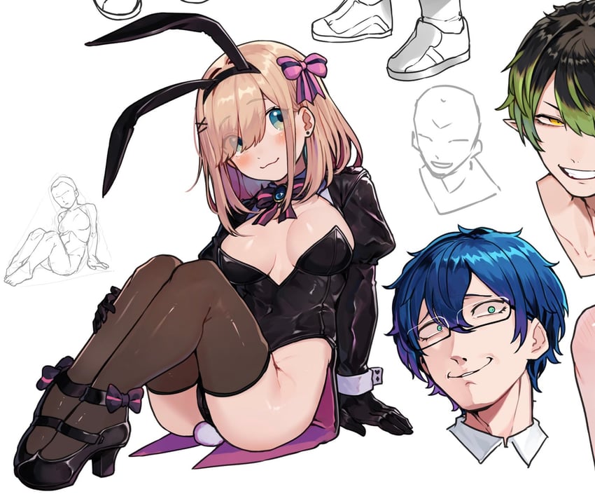 suzuhara lulu, leos vincent, and hanabatake chaika (nijisanji) drawn by hatyuuruinohito