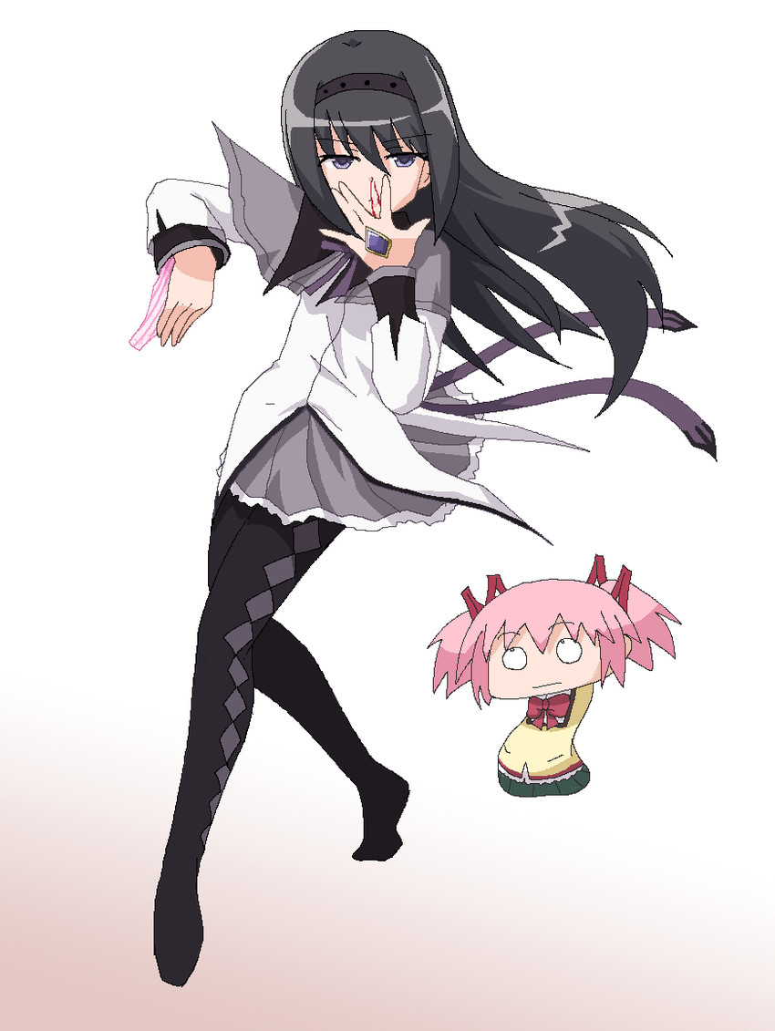akemi homura and kaname madoka (mahou shoujo madoka magica and 1 more) drawn by hayashiya_zankurou
