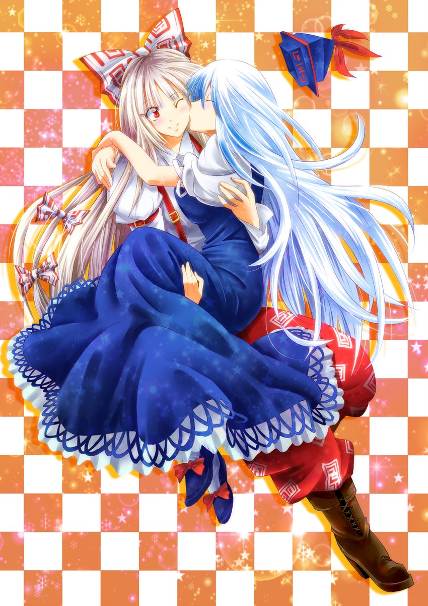 fujiwara no mokou and kamishirasawa keine (touhou) drawn by hijikawa_arashi