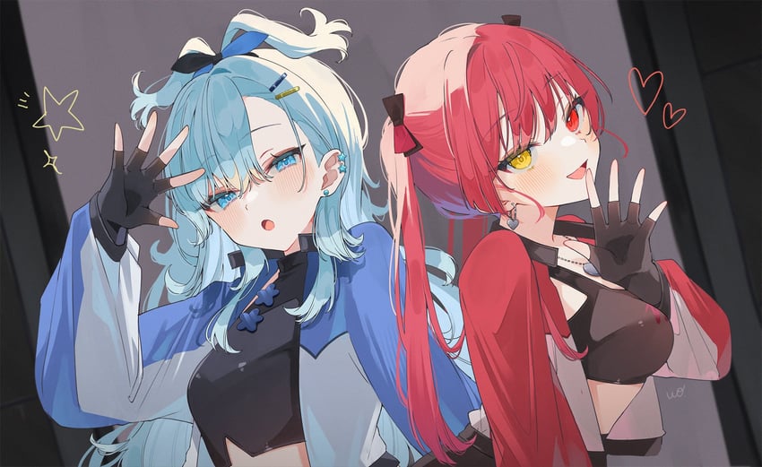 houshou marine and kobo kanaeru (hololive and 2 more) drawn by uo_illust