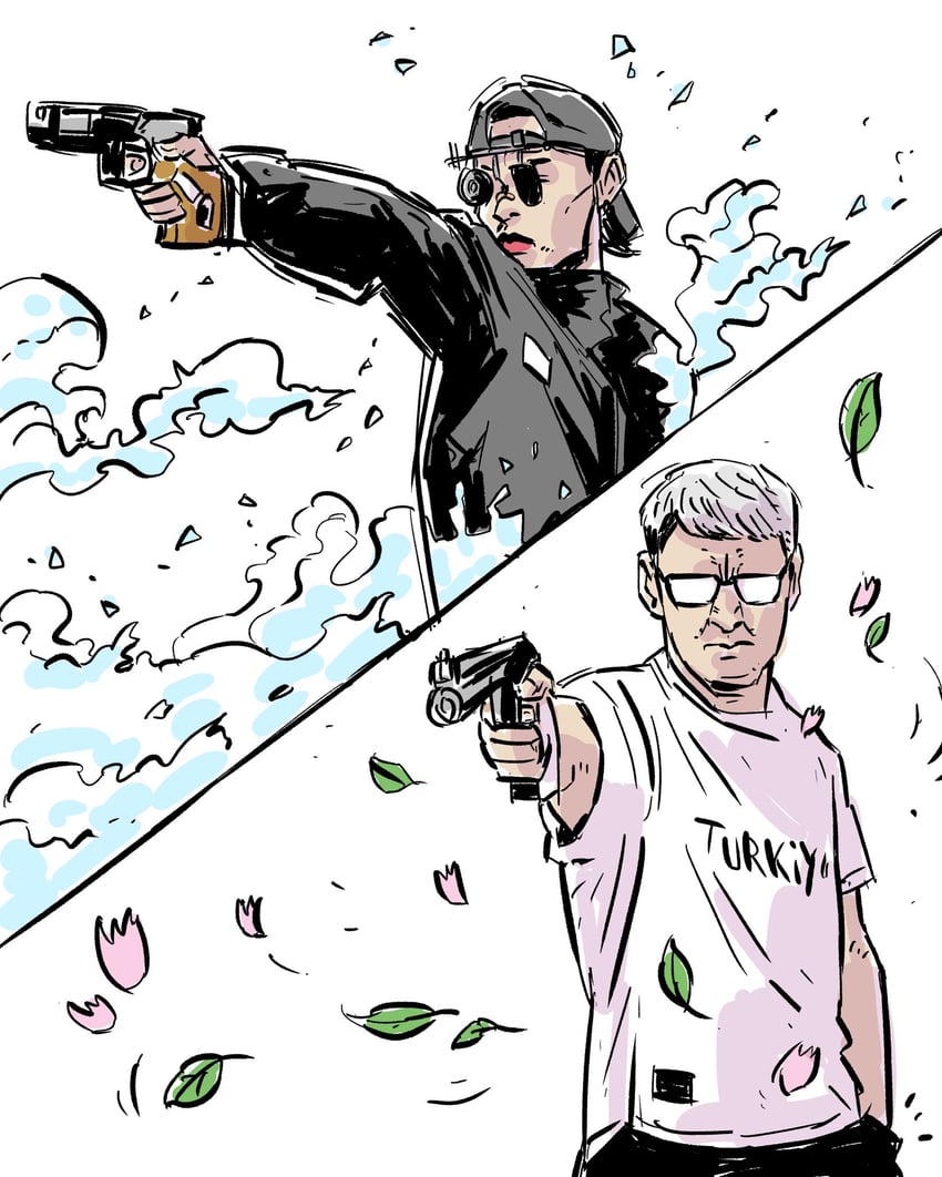 yusuf dikec and kim yeji (real life and 2 more) drawn by luckymong