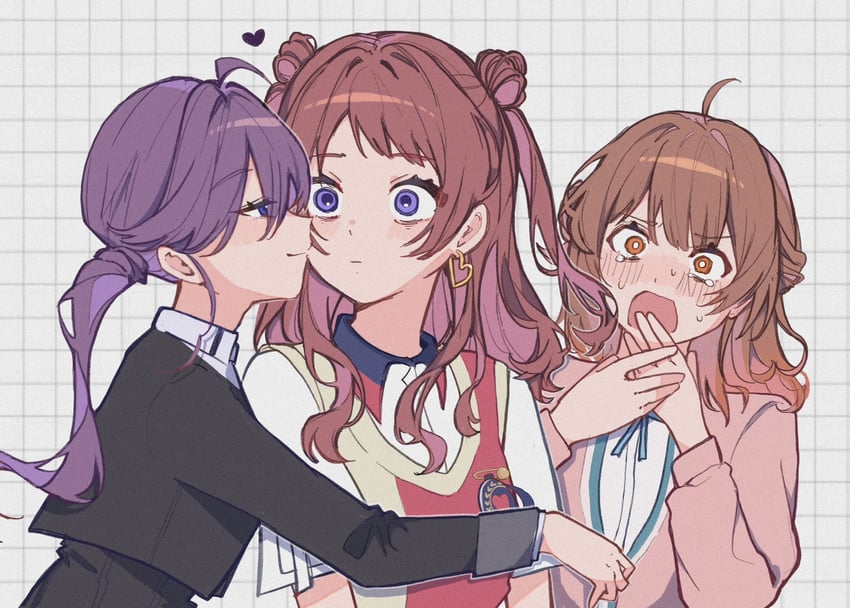 hanami ume, hanami saki, and kaya rinha (idolmaster and 1 more) drawn by mochiyu_(mochiko)
