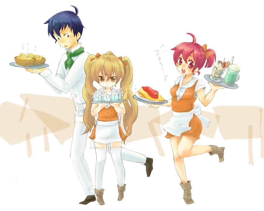 aisaka taiga, takasu ryuuji, and kushieda minori (toradora!) drawn by tomatoma_(remomon)