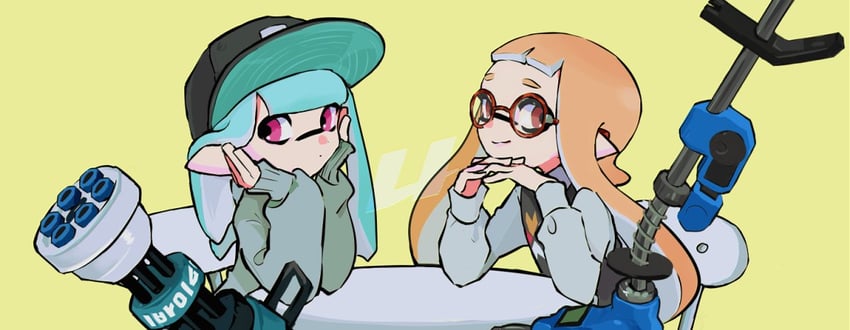 inkling player character and inkling girl (splatoon) drawn by imaikuy0