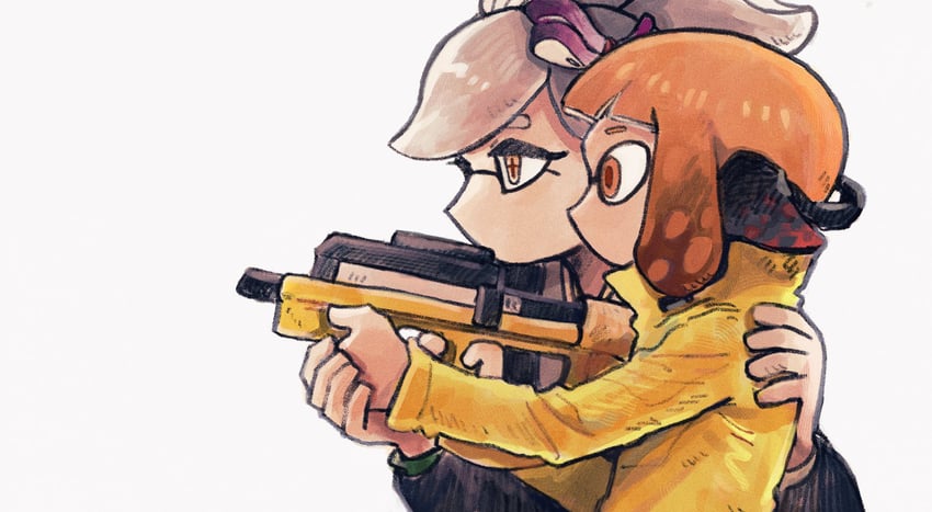 inkling player character, inkling girl, marie, and agent 4 (splatoon and 1 more) drawn by 79x_(ox79xo)