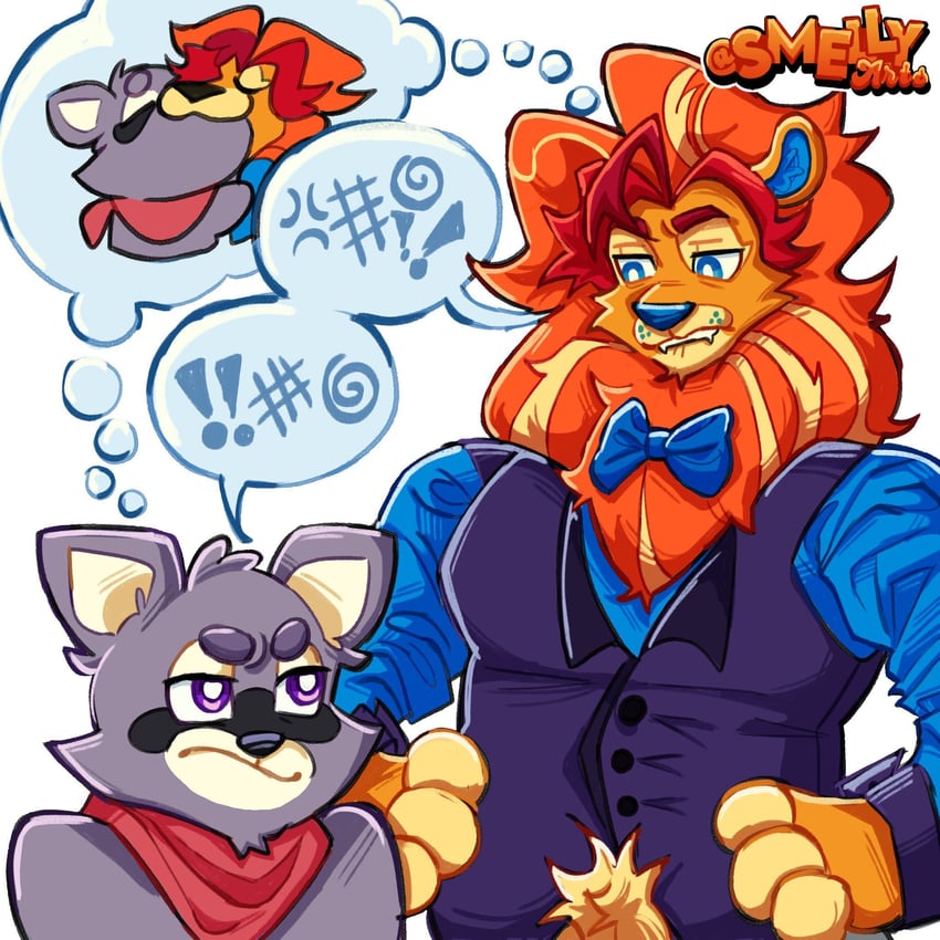 lloydford l. lion and rambley the raccoon (indigo park) drawn by smelly_milartz