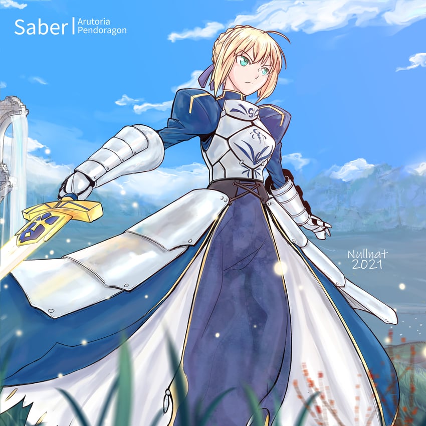 artoria pendragon and saber (fate and 2 more) drawn by nullnat