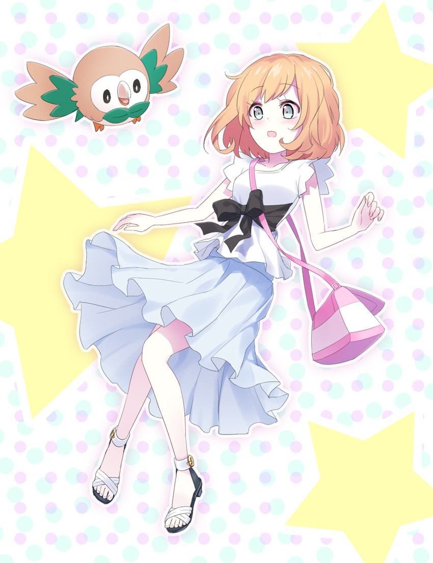 selene and rowlet (pokemon and 1 more) drawn by rupinesu