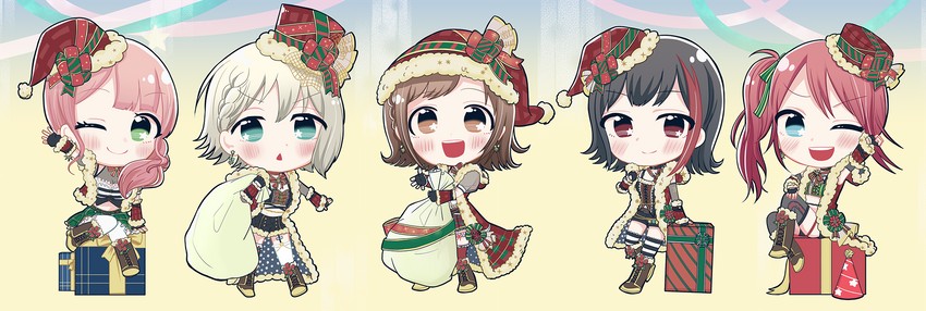 mitake ran, aoba moca, uehara himari, udagawa tomoe, and hazawa tsugumi (bang dream!) drawn by su_no_ko_da