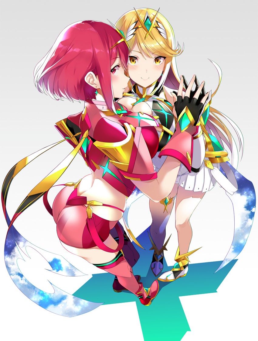 pyra and mythra (xenoblade chronicles and 1 more) drawn by yuuki_shin