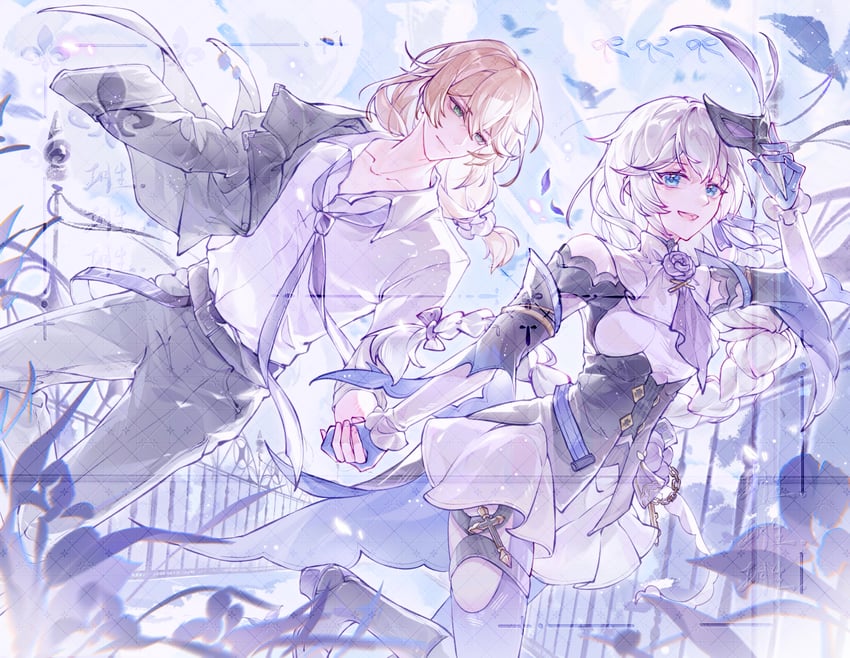 kallen kaslana and otto apocalypse (honkai and 1 more) drawn by yanbaishiyu