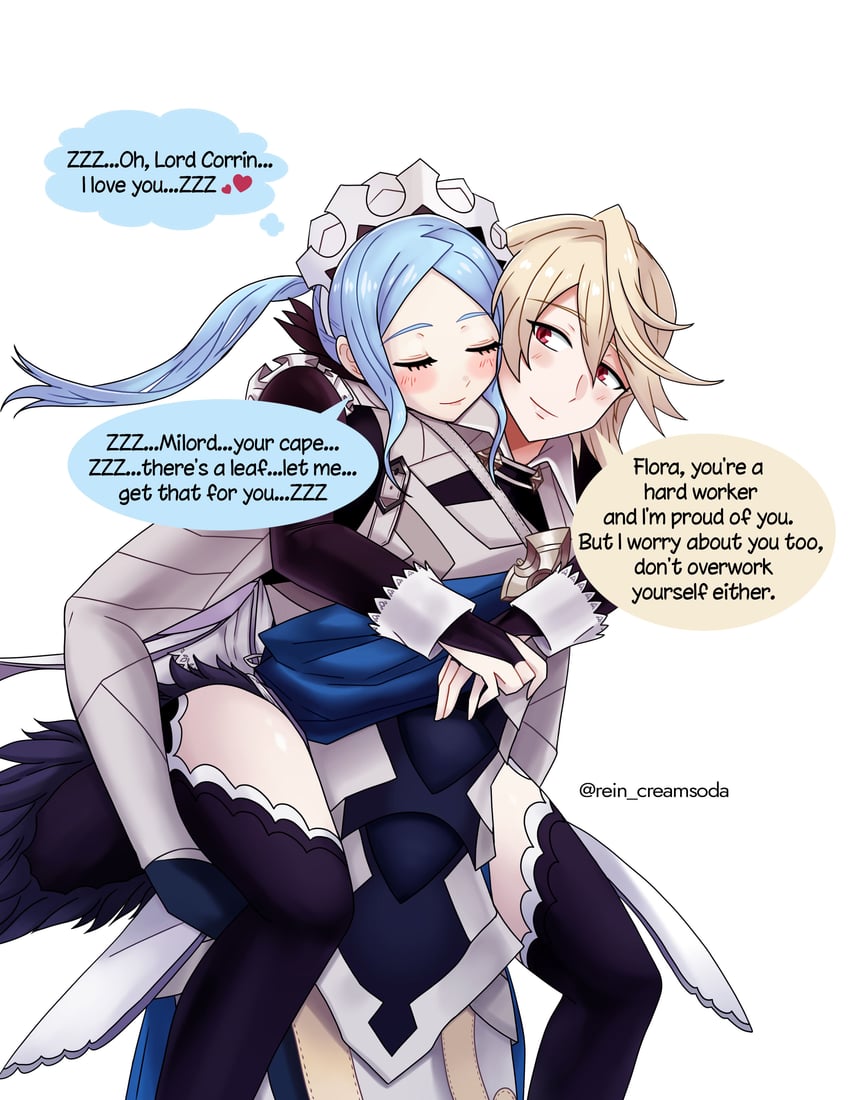 male corrin and flora (fire emblem and 1 more) drawn by rein_creamsoda