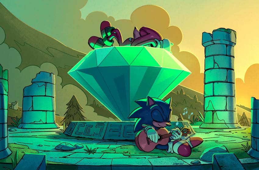 sonic the hedgehog and knuckles the echidna (sonic) drawn by starrjoy