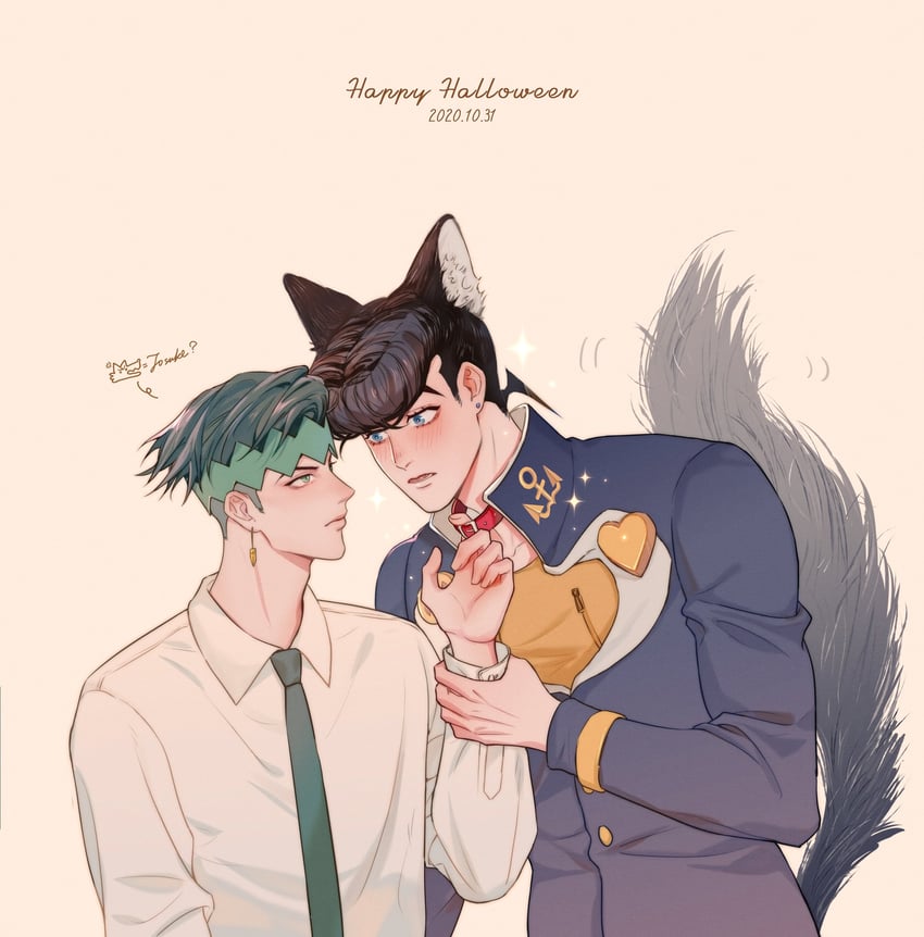 higashikata josuke and kishibe rohan (jojo no kimyou na bouken and 1 more) drawn by polina29297783