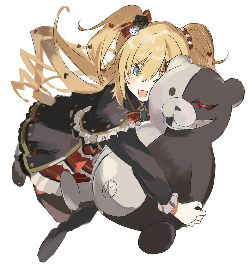 akai haato and monokuma (hololive and 2 more) drawn by kakeami