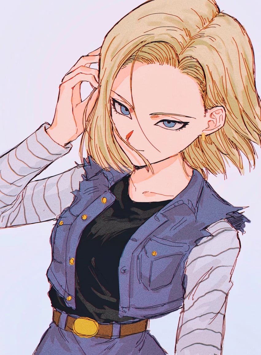 android 18 (dragon ball and 1 more) drawn by ako_(eanaaati1)