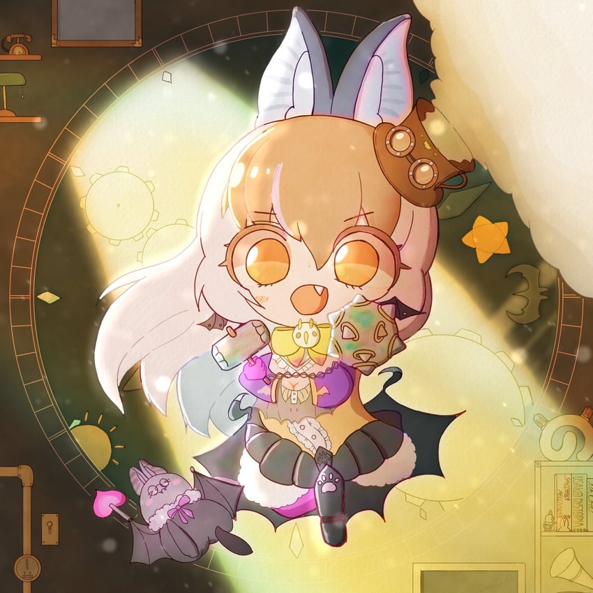 brown long-eared bat and poporu (kemono friends and 1 more) drawn by tsukuurufuru