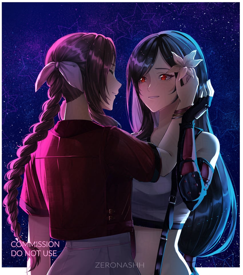 tifa lockhart and aerith gainsborough (final fantasy and 2 more) drawn by zeronashh