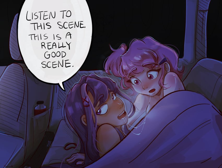 natsuki and yuri (doki doki literature club) drawn by wormygums