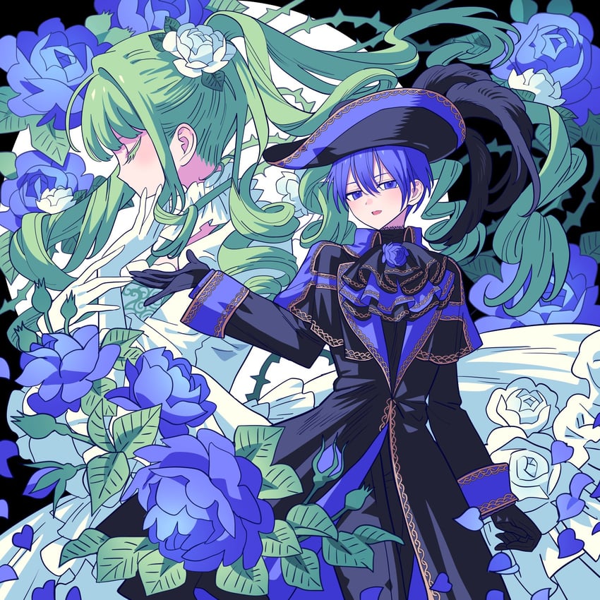 hatsune miku and kaito (vocaloid and 1 more) drawn by meremero