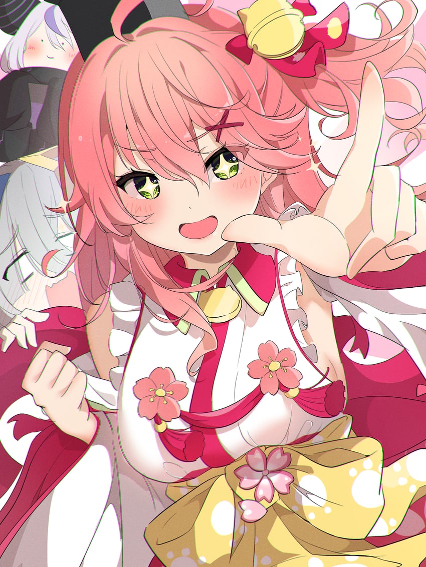 sakura miko, amane kanata, and la+ darknesss (hololive) drawn by yunon_oto_mad