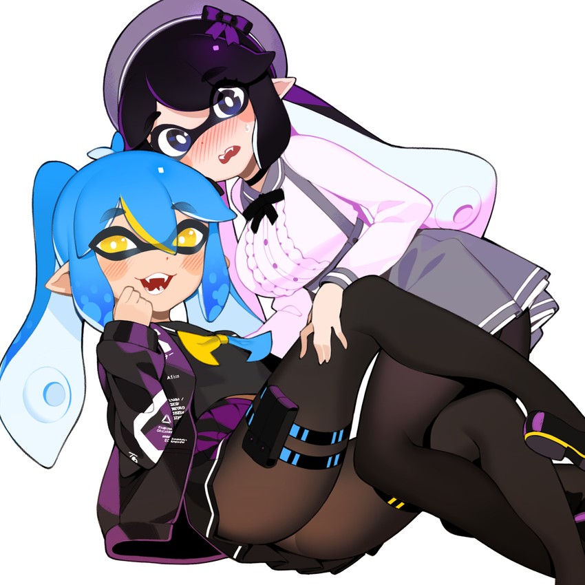 inkling player character and inkling girl (original and 1 more) drawn by halphelt