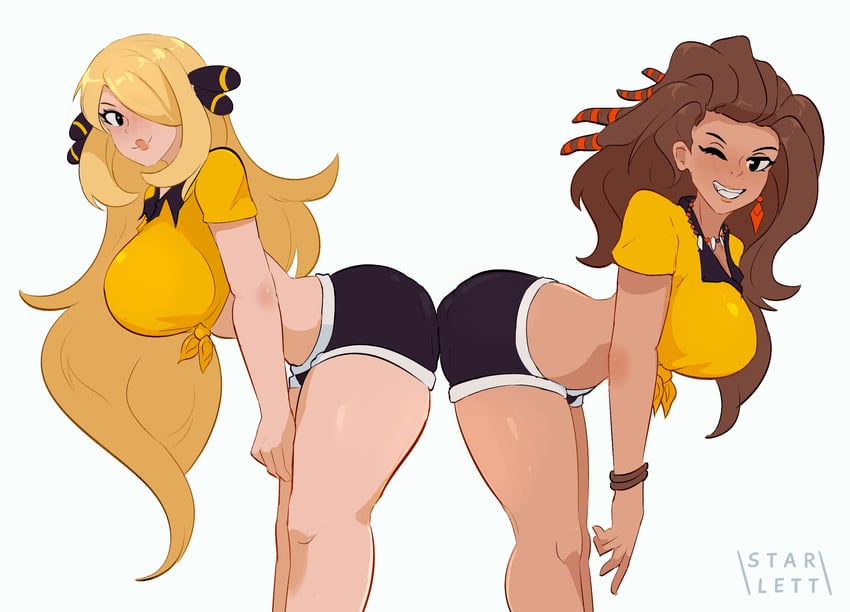 cynthia and professor sada (pokemon and 2 more) drawn by starlett