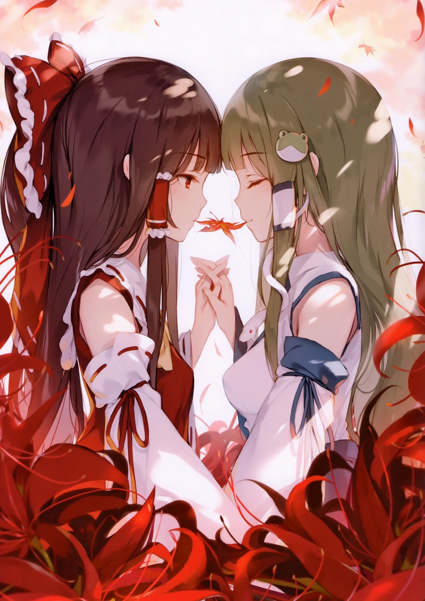 hakurei reimu and kochiya sanae (touhou) drawn by ke-ta