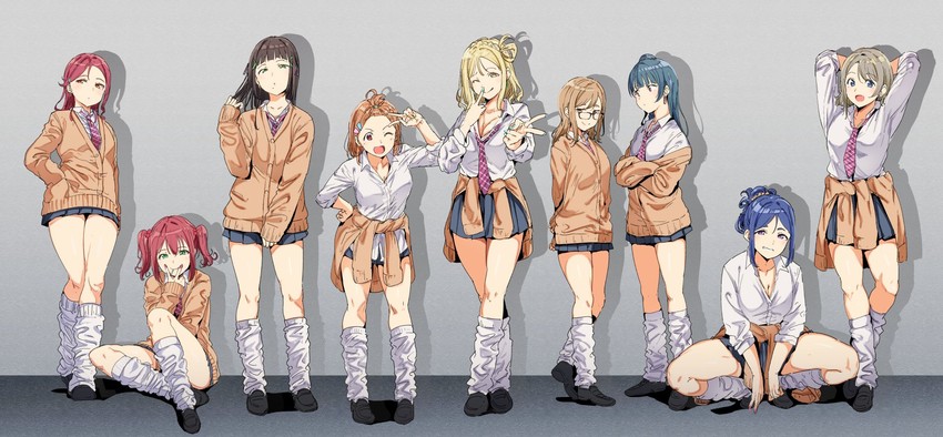 watanabe you, tsushima yoshiko, sakurauchi riko, takami chika, matsuura kanan, and 4 more (love live! and 2 more) drawn by alp
