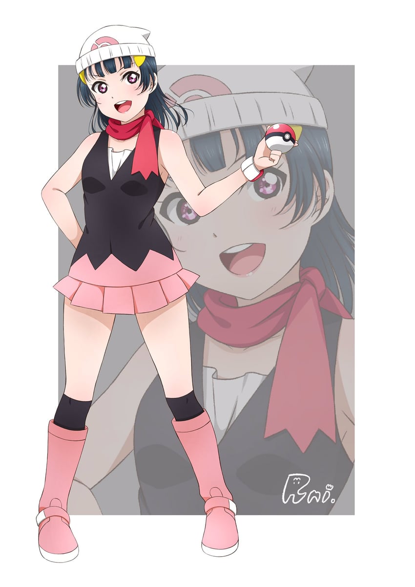 dawn and tsushima yoshiko (pokemon and 3 more) drawn by runi_(87025)