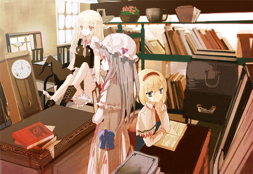 kirisame marisa, alice margatroid, and patchouli knowledge (touhou) drawn by cierra_(ra-bit)