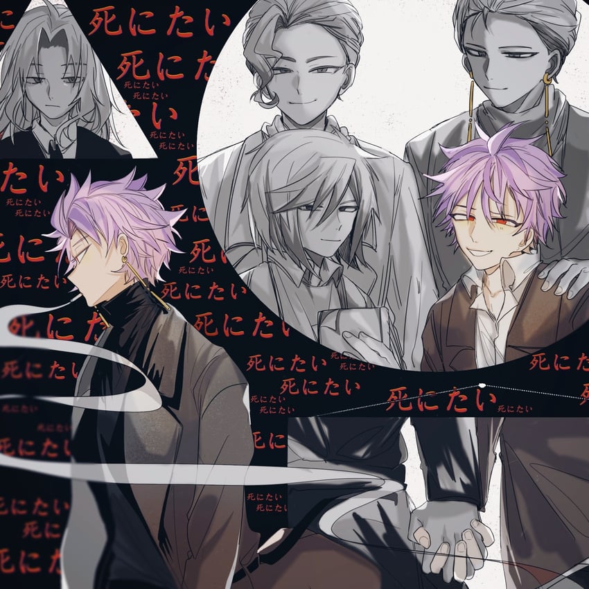 hatsutori hajime, theodore riddle, harada mutei, utsugi rangiri, and rumeld othmayer (saibou shinkyoku) drawn by lemijiang