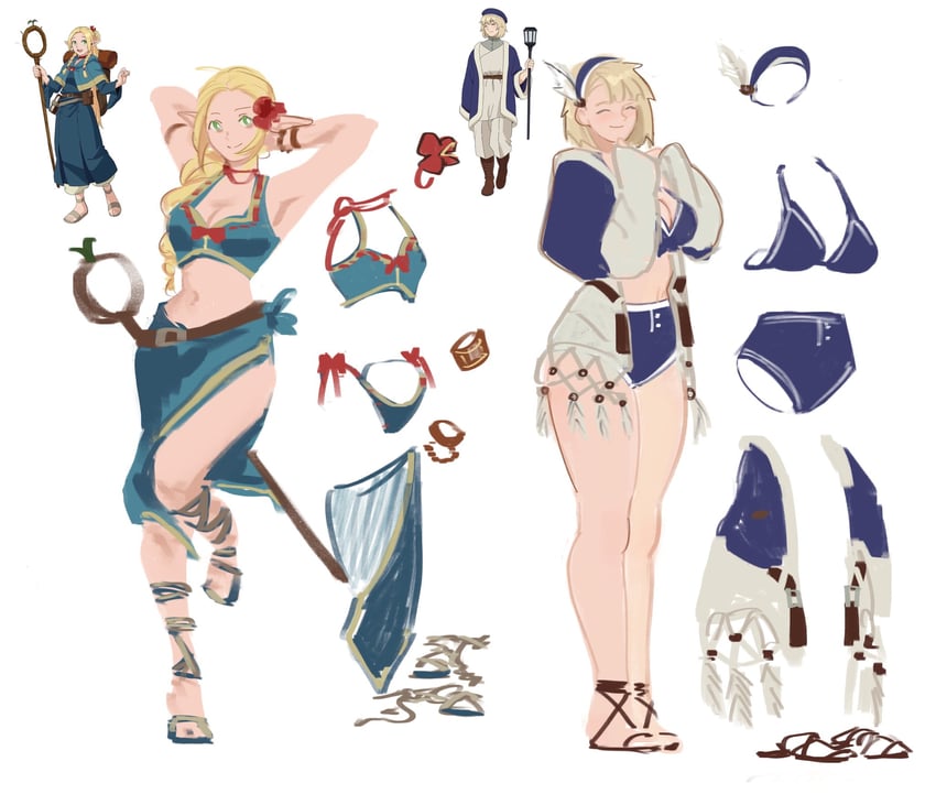 marcille donato and falin touden (dungeon meshi) drawn by sabertoon_artt