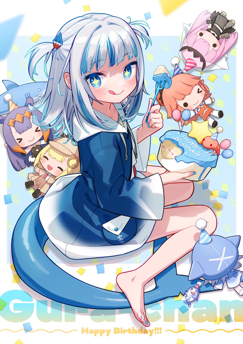 gawr gura, mori calliope, ninomae ina'nis, takanashi kiara, and watson amelia (hololive and 1 more) drawn by uchako