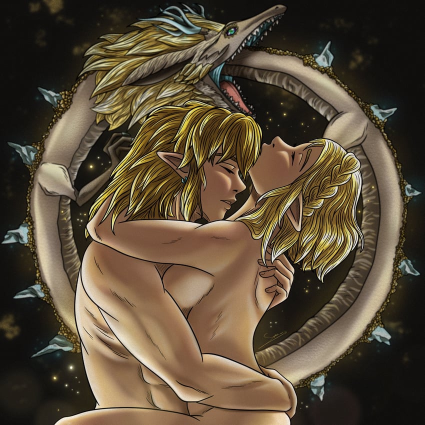 link, princess zelda, and light dragon (the legend of zelda and 1 more) drawn by thesagittari_us
