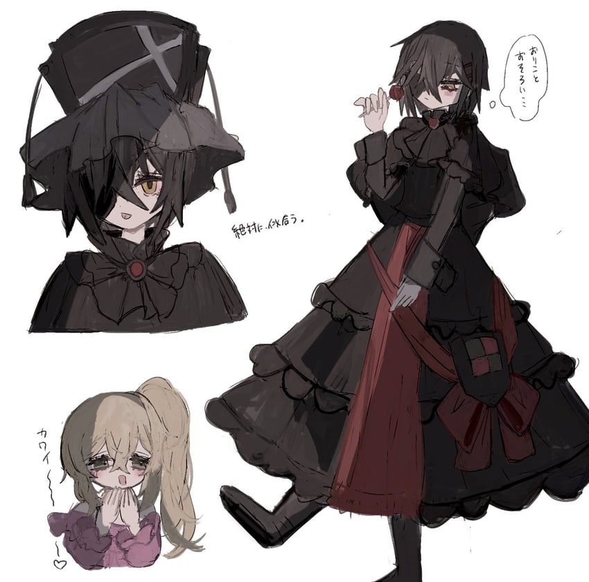 mikuni oriko and kure kirika (mahou shoujo madoka magica and 1 more) drawn by a_umanee