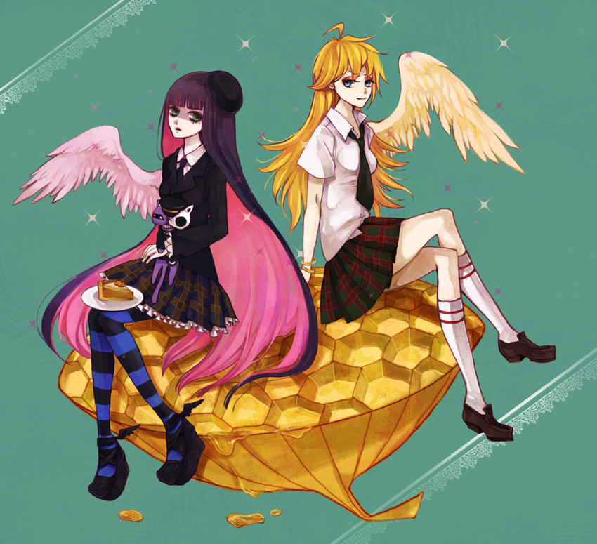 stocking, panty, and honekoneko (panty & stocking with garterbelt) drawn by clona