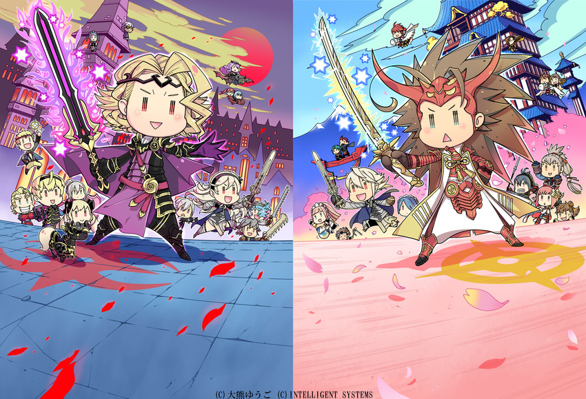 female corrin, camilla, male corrin, elise, takumi, and 26 more (fire emblem and 2 more) drawn by okuma_yuugo