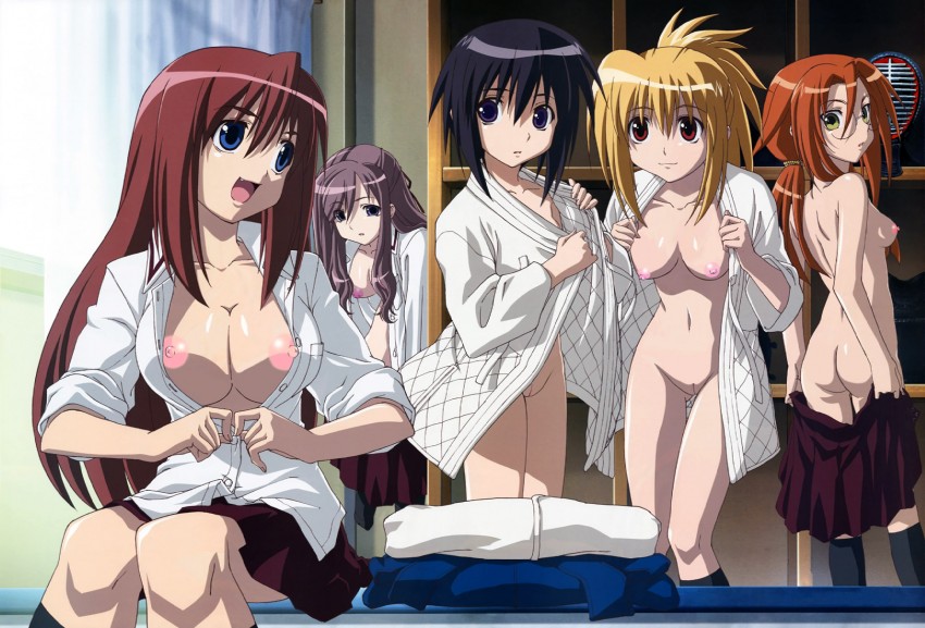 kawazoe tamaki, chiba kirino, kuwahara sayako, miyazaki miyako, and azuma satori (megami magazine and 1 more) drawn by yanagi_shinsuke