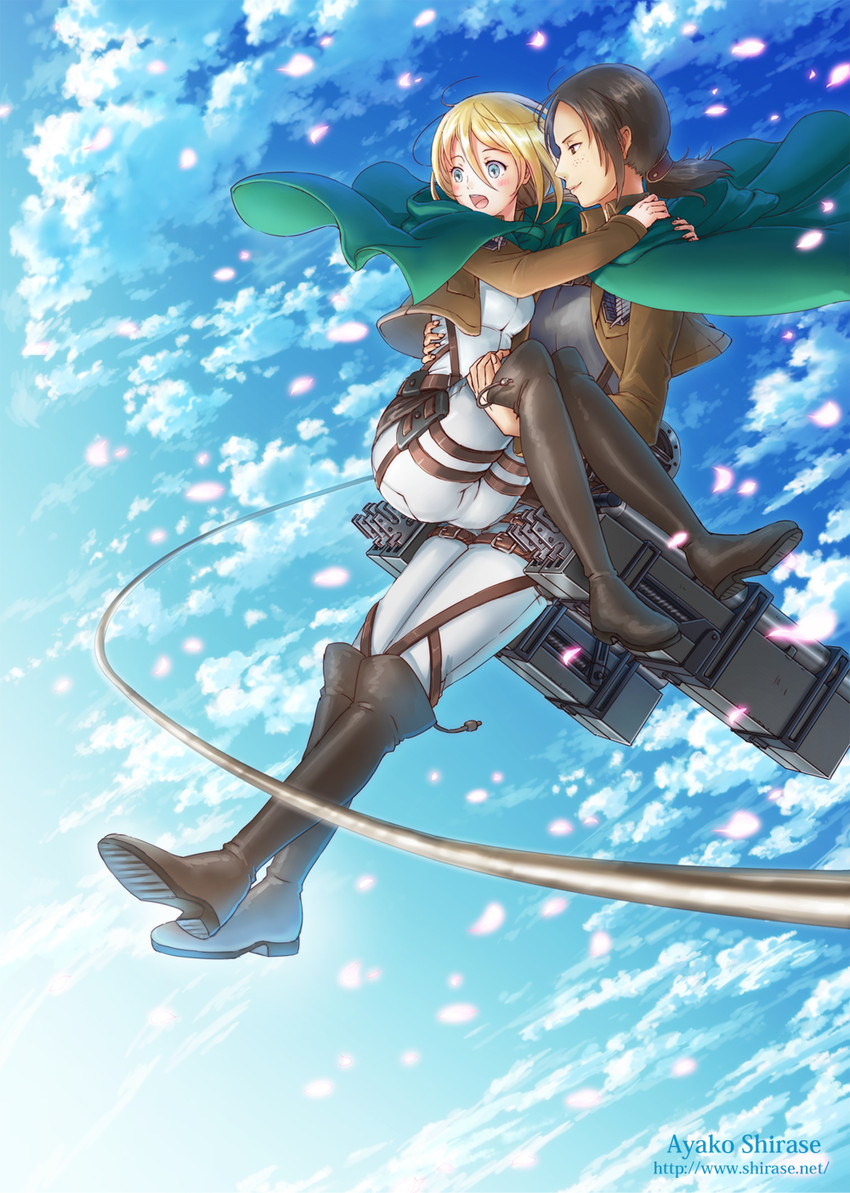 krista lenz and ymir (shingeki no kyojin) drawn by shirase_ayako