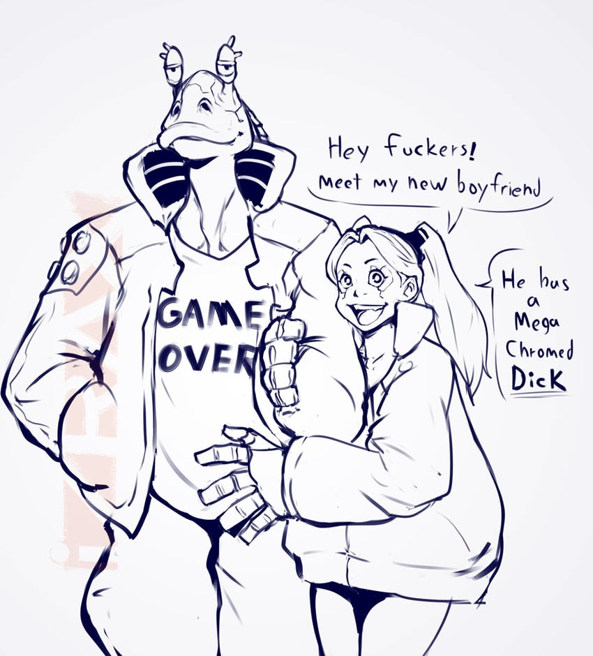 rebecca and jar jar binks (star wars and 3 more) drawn by izra