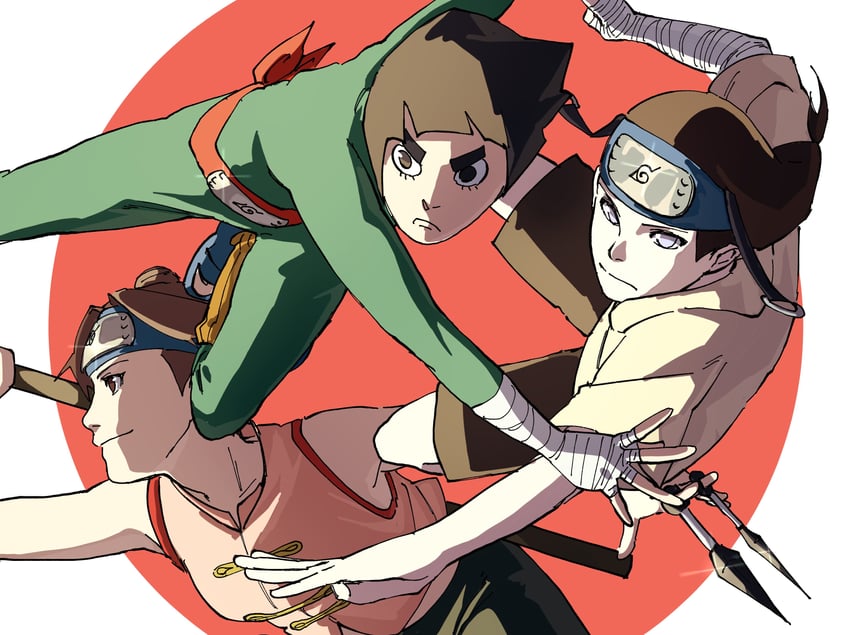 tenten, rock lee, and hyuuga neji (naruto) drawn by pnpk_1013