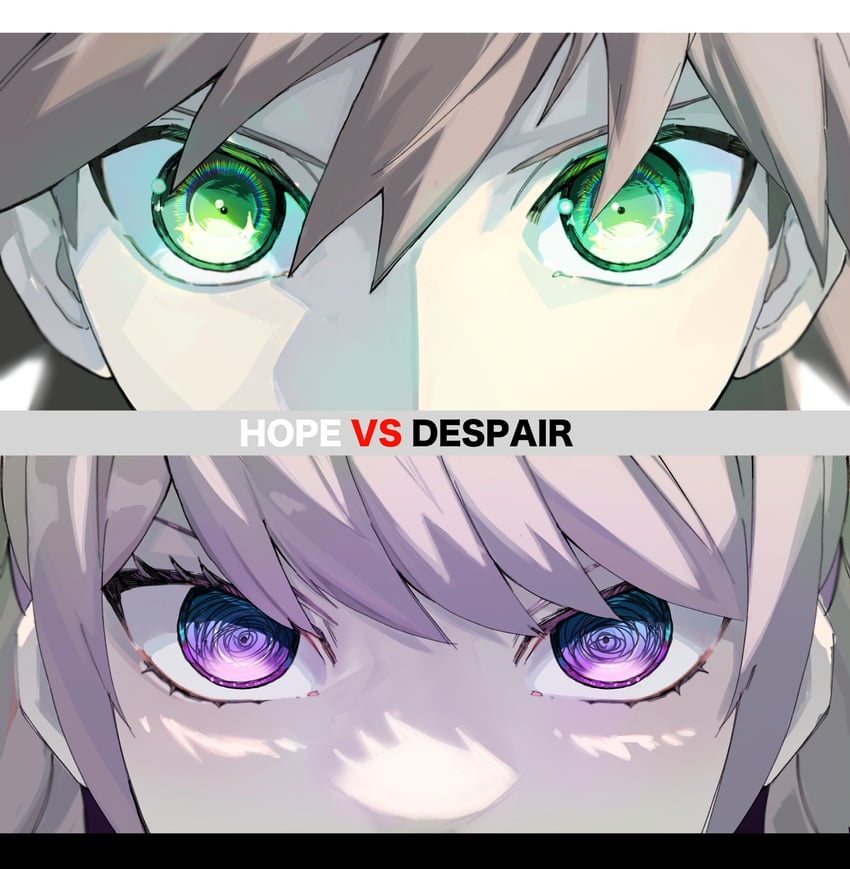 enoshima junko and naegi makoto (danganronpa and 1 more) drawn by oroshi_(daicon_0rosi)