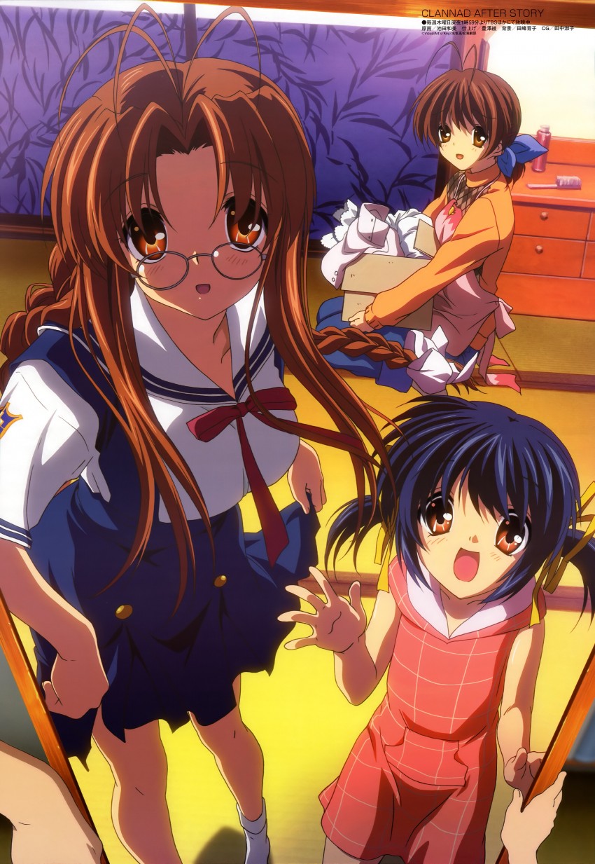 furukawa nagisa, furukawa sanae, and sunohara mei (megami magazine and 1 more) drawn by ikeda_kazumi