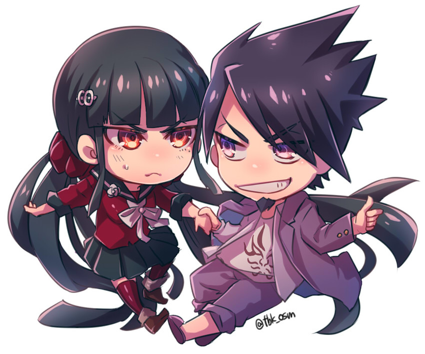 harukawa maki and momota kaito (danganronpa and 1 more) drawn by kamuinii