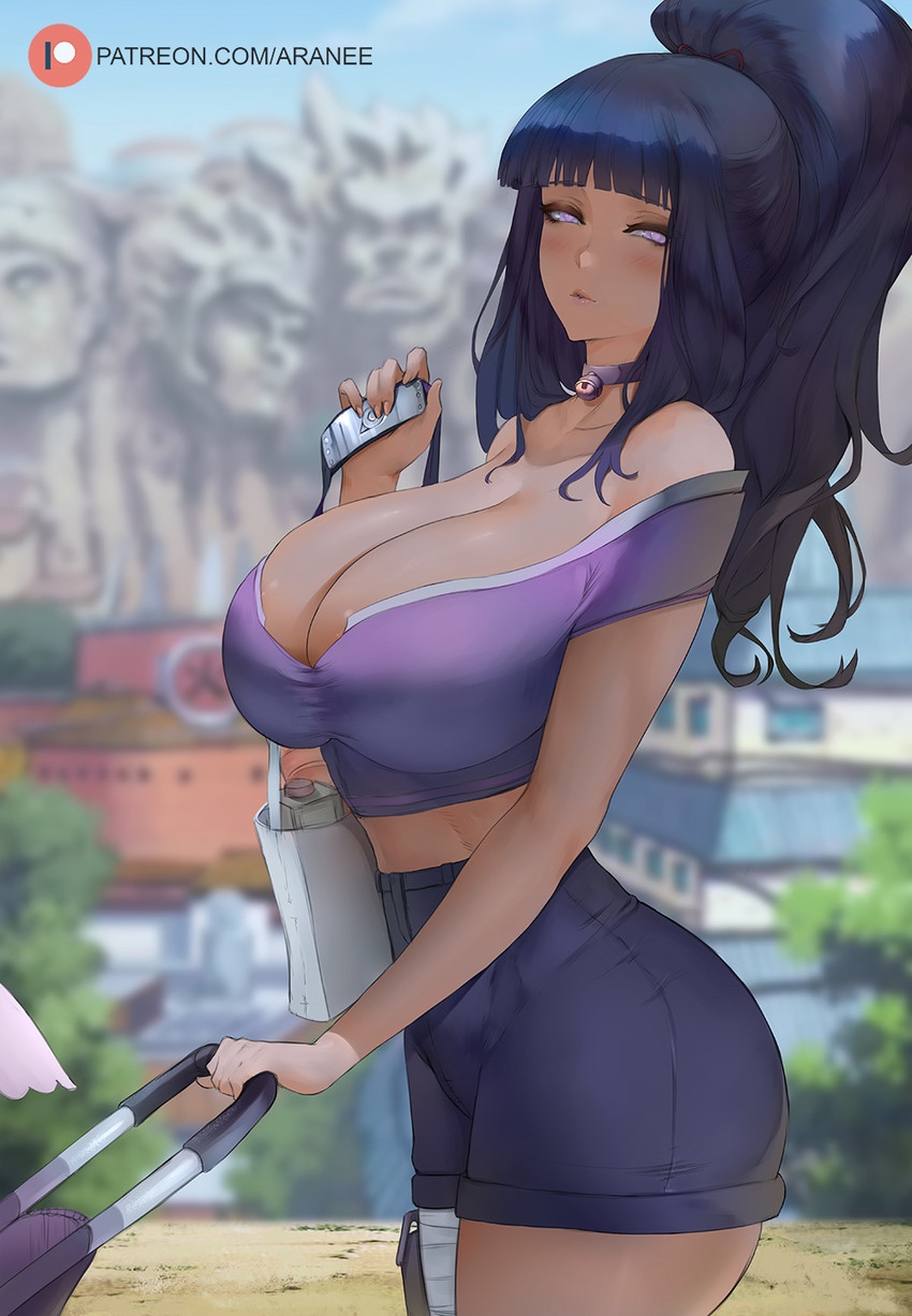 hyuuga hinata (naruto and 1 more) drawn by araneesama