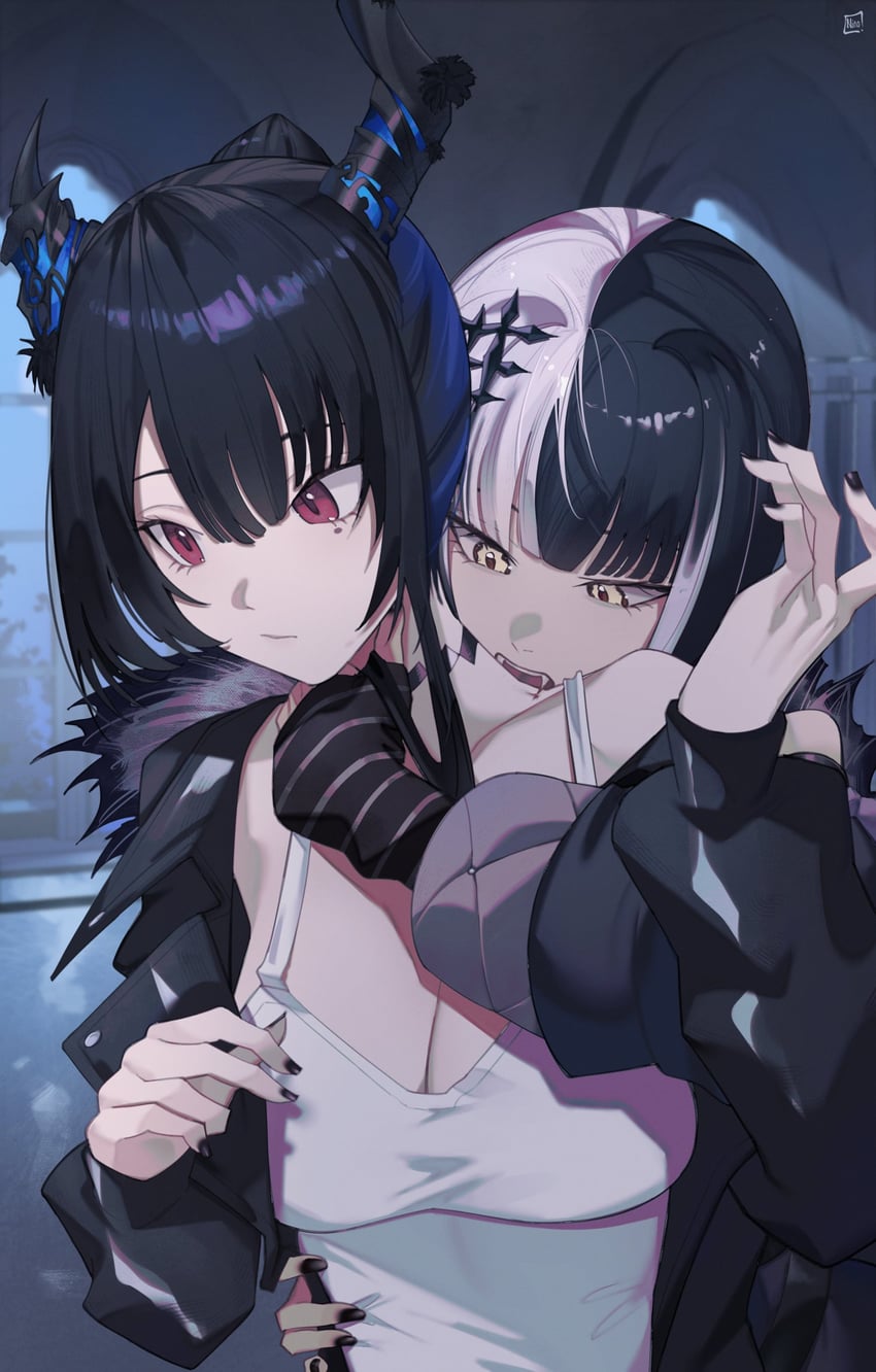 shiori novella and nerissa ravencroft (hololive and 1 more) drawn by ninochuu