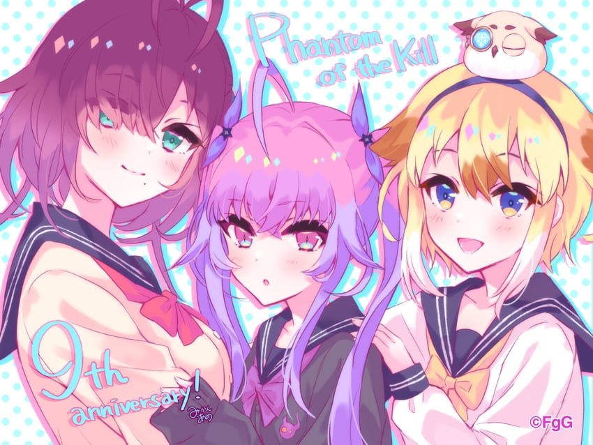 failnaught, minerva, and logistille (phantom of the kill) drawn by mikan_ame_(gumi)