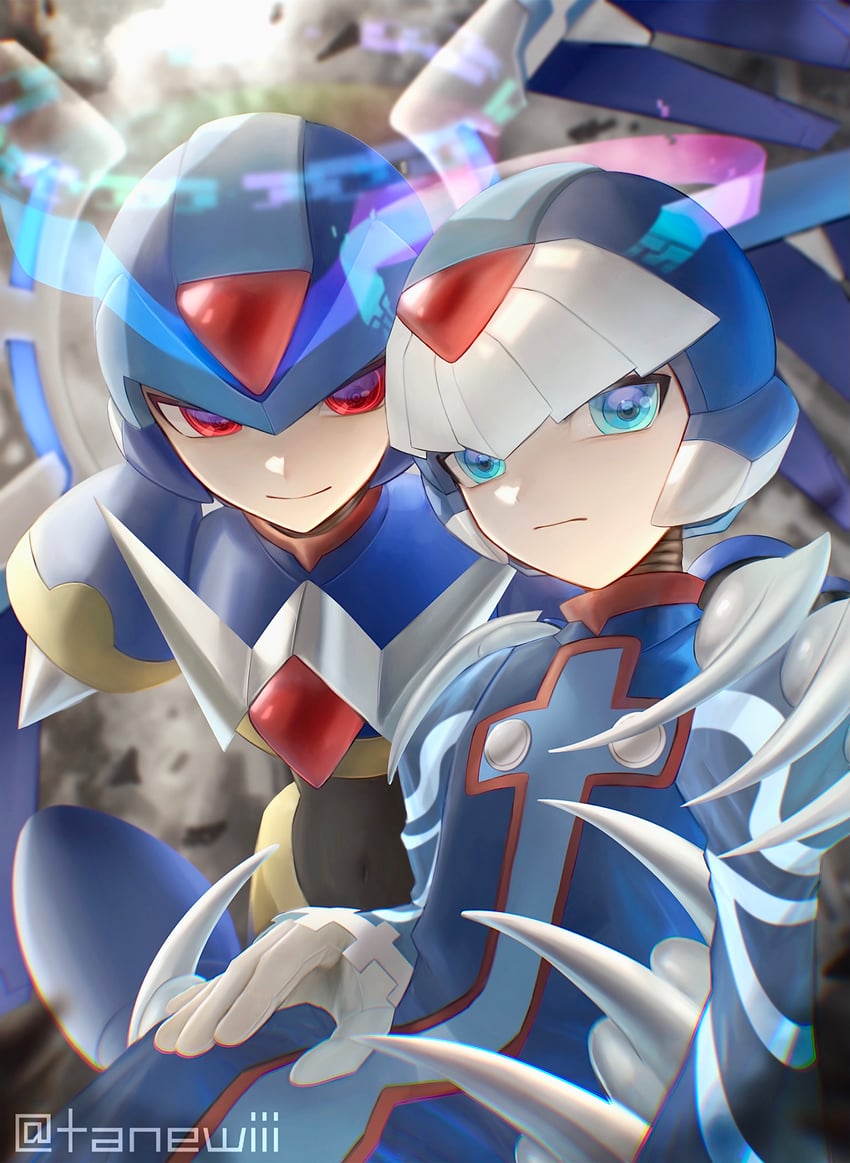 x, cyber elf x, and copy x (mega man and 1 more) drawn by tanewiii