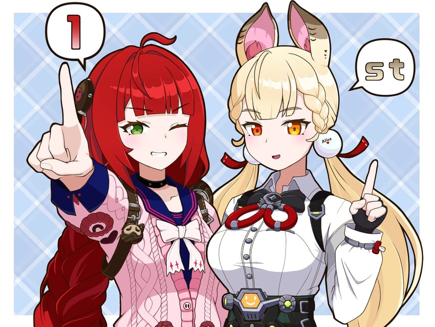 ukinami yuzuha and alice thymefield (zenless zone zero) drawn by benis_zzz